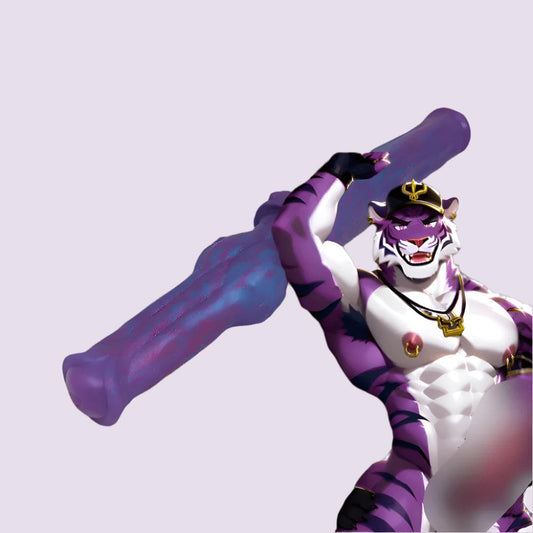 Fantasy tiger dildo inspired by anthro feline anatomy – long, thick, and textured for intense yiff play, bestiality fantasies and furry anal or vaginal pleasure