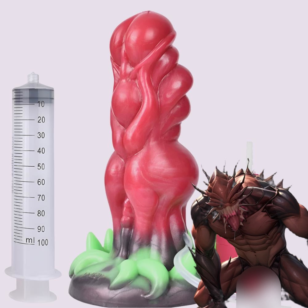 Alien Fantasy Dildo Ejaculator featuring otherworldly textures and a realistic liquid release system, ideal for yiff, hentai, feral, and bestiality enthusiasts