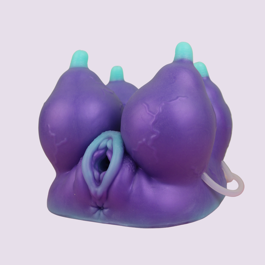 Alien inspired feral furry fantasy adult toy with four breasts and sci-fi creature design