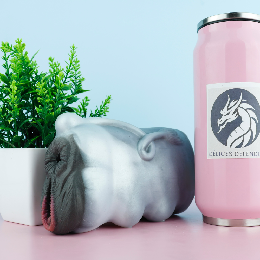 Textured cow pussy and anus masturbator based on Clea – soft silicone dual-entry furry sex toy for creampie lovers and MILF domination fantasies