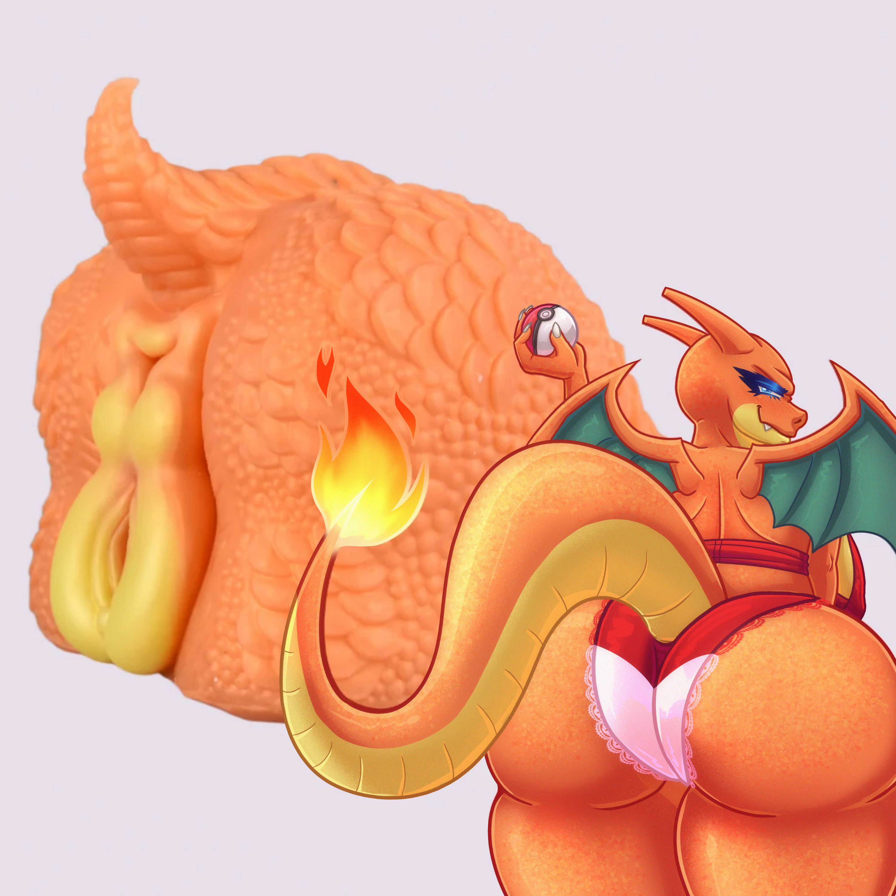 Charizard Pokémon inspired furry butt sextoy – dragon fantasy masturbator inspired by Charizard, with anthro Pokémon and fantasy creature design