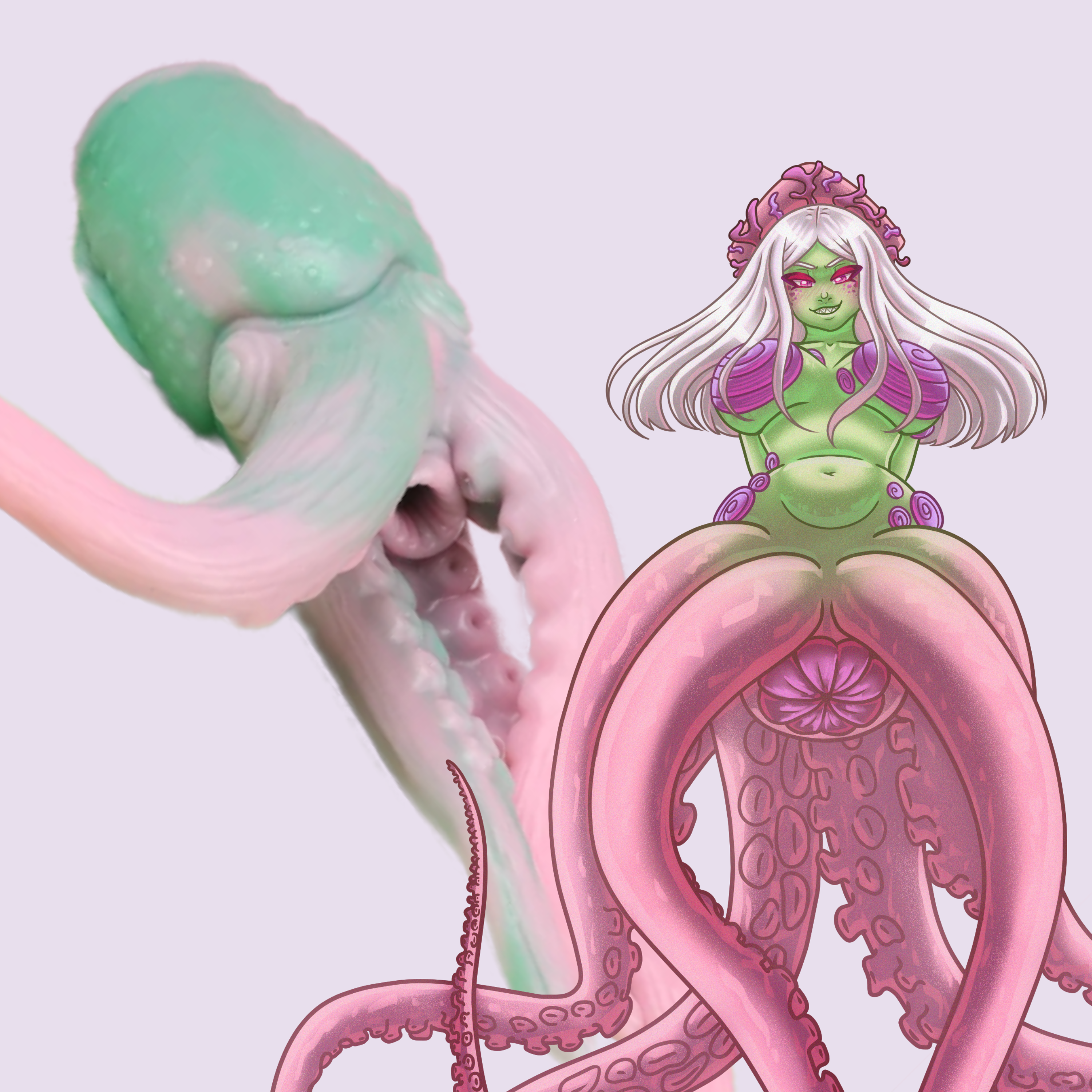 Cosmic octopus furry toy with mysterious deep space creature design