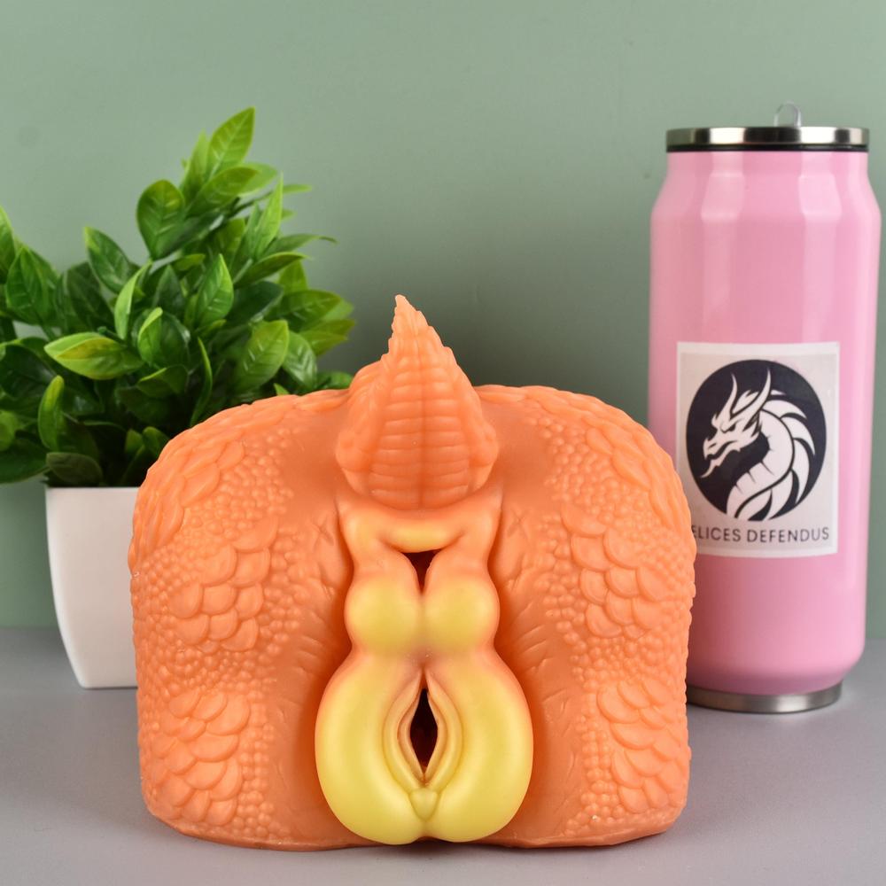 Ultra detailed pokeporn furry fleshlight inspired by Dracaufeu from Pokémon, featuring tight feral dragon ass and soft wet pussy, ideal double hole sex toy for pokemon furry, feral yiff, creampie lovers and deep dragon pounding fantasies