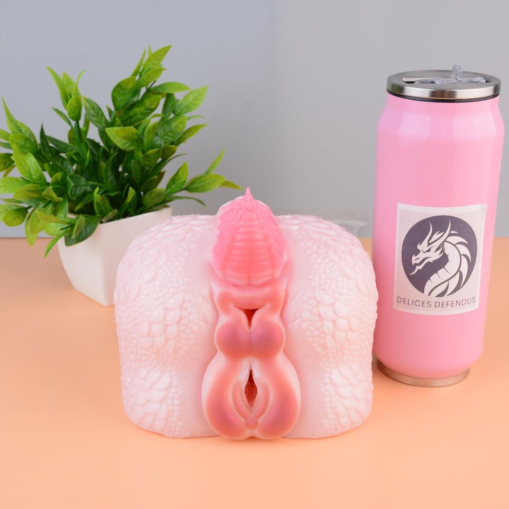 Fantasy furry fleshlight inspired by a voluptuous dragon sexdoll with textured vaginal and anal holes – designed for bestial fans, yiff kinksters and dragon porn addicts