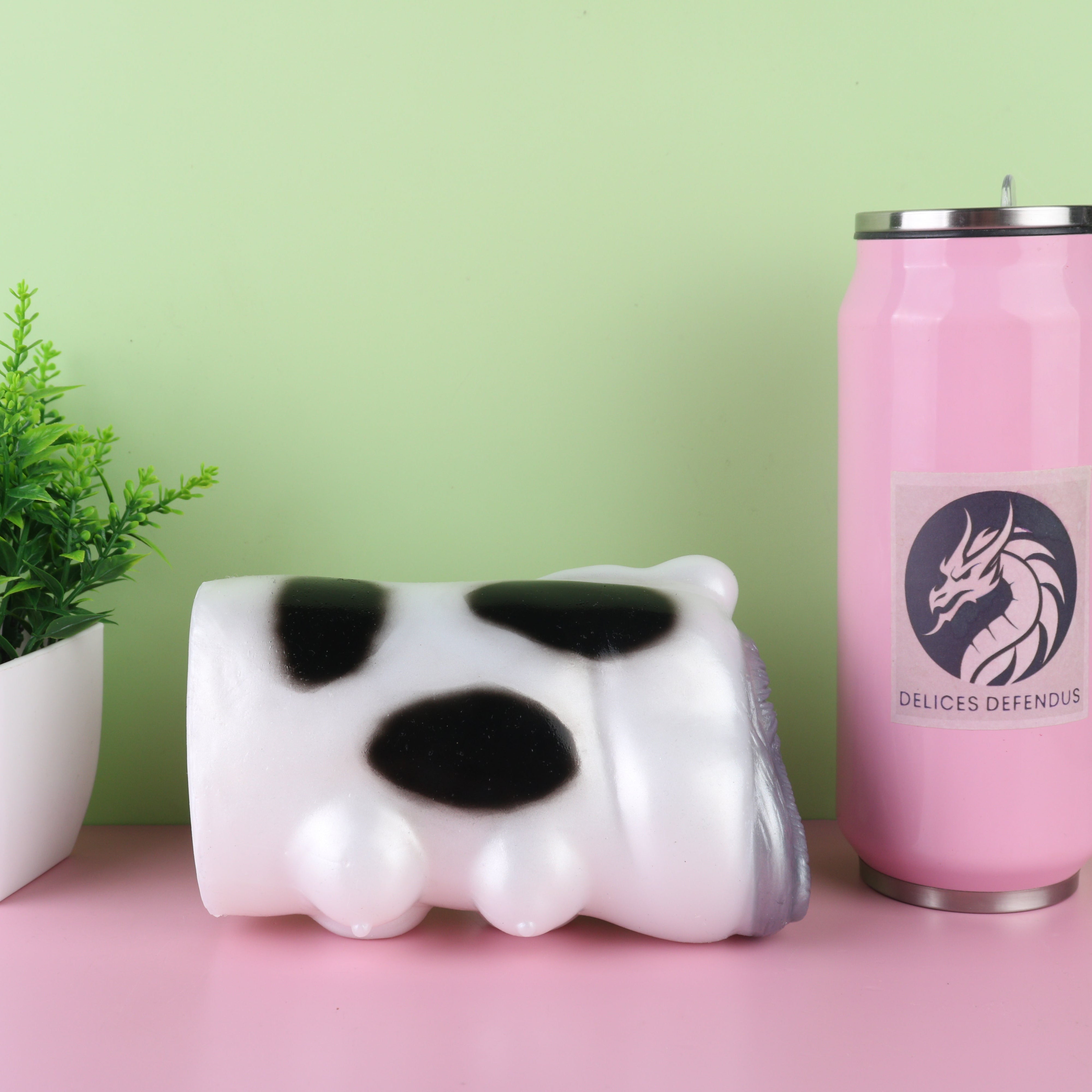 Clea fantasy cow furry toy made from silicone with detailed bovine inspired styling