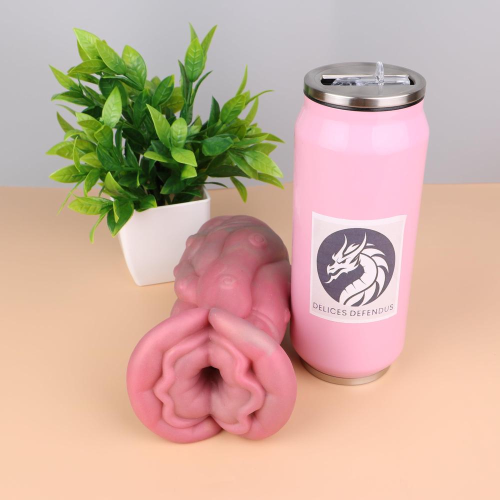 fantasy masturbator inspired by anthro plant creature, furry sextoy with pink soft orifice and inner folds, single entry onahole for bestiality kink, feral porn toy, yiff stimulation fleshlight, fantasy silicone masturbator for furry porn lovers