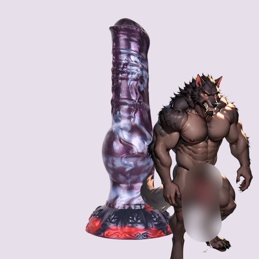 Fantasy Werewolf Dildo with a rugged and textured design, inspired by the feral strength of an alpha wolf, ideal for yiff, hentai, feral, and bestiality enthusiasts