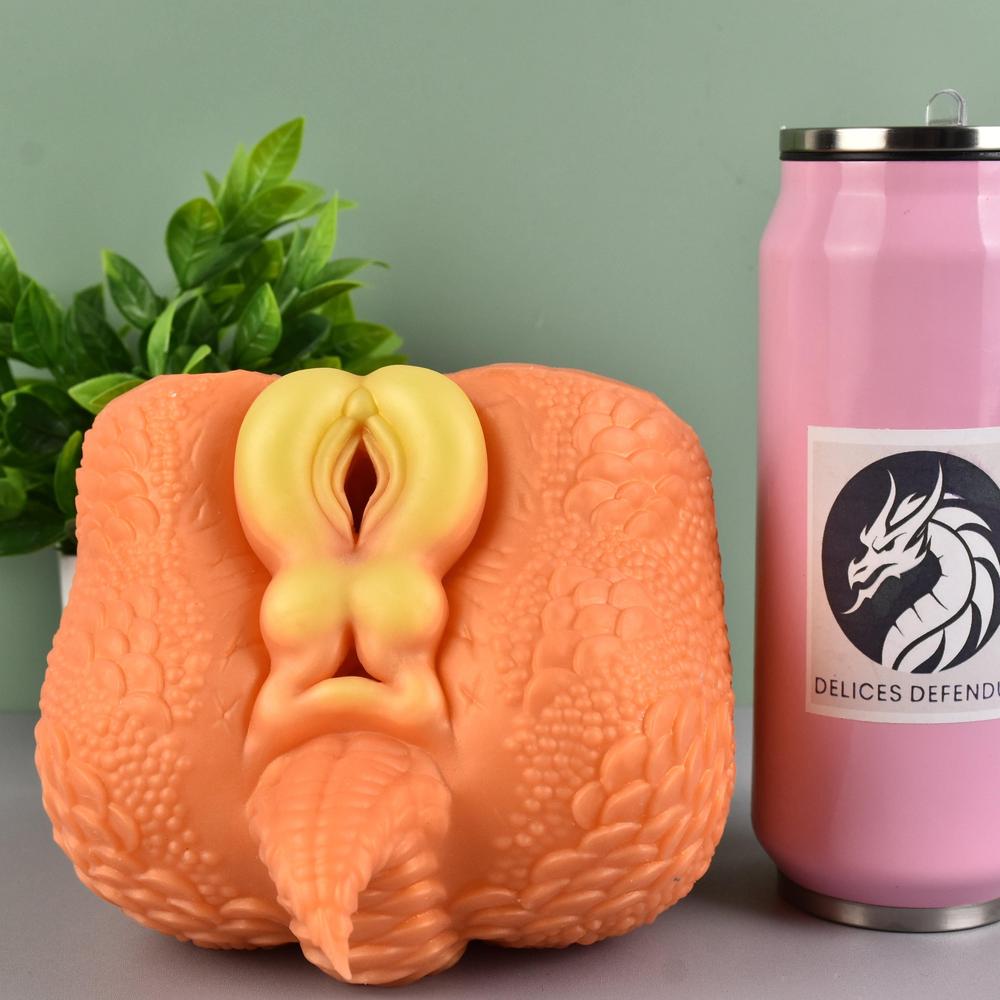 Feral pokemon ass masturbator inspired by Dracaufeu, double entry anthro furry fleshlight with soft wet vagina and tight dragon anus, best pokeporn sextoy for pokemon furry yiff and dragon domination play