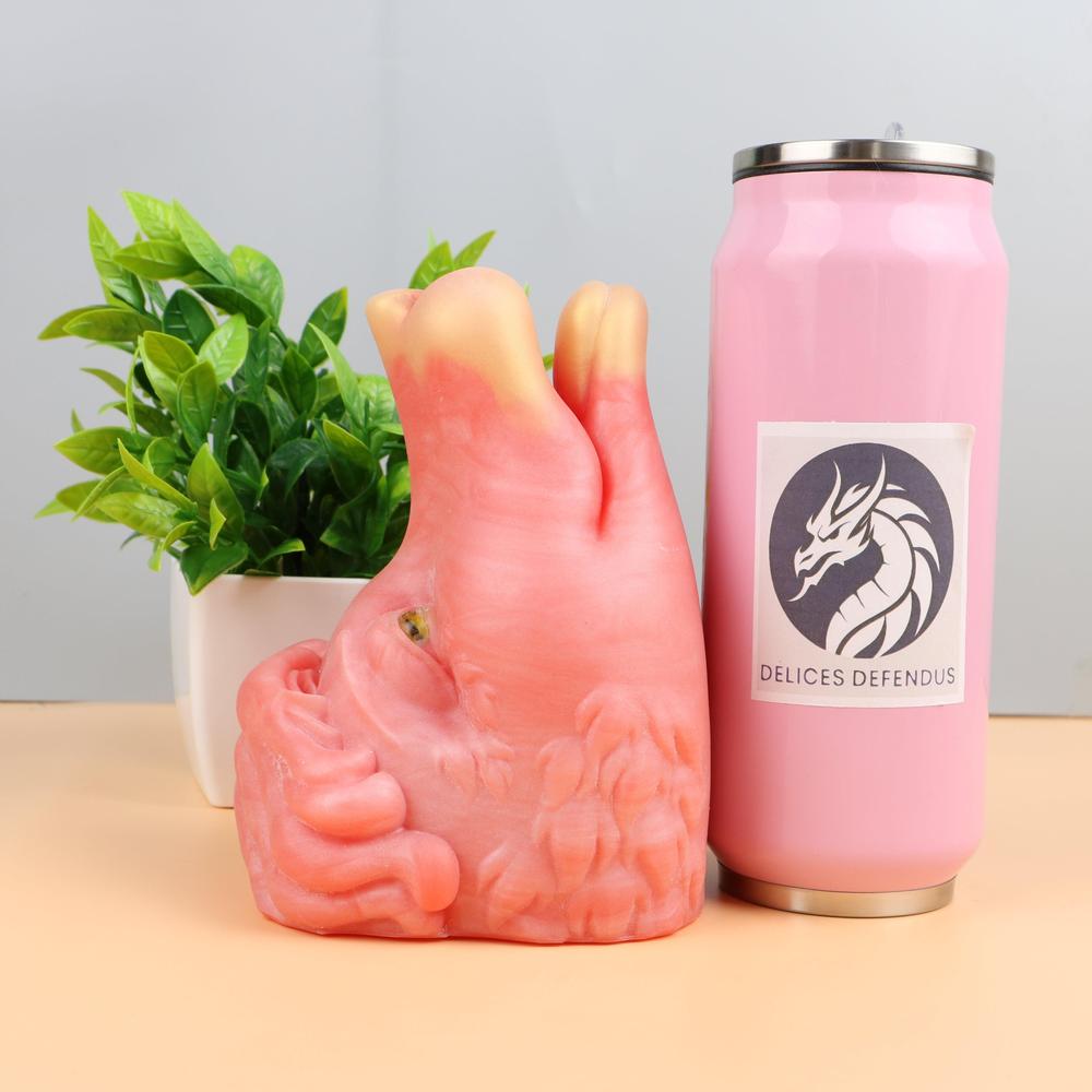 Canine furry masturbator modeled after a horny anthro fox girl with open lips – fantasy head stroker ideal for feral hentai and deep oral roleplay