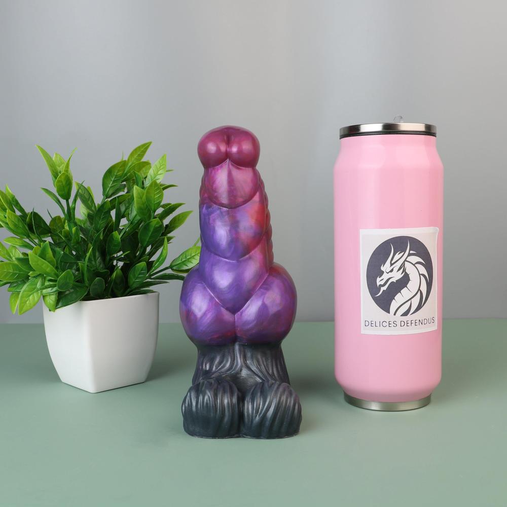 Furry sheath toy inspired by dragon anatomy with spiral ridges – designed to slide over the penis for feral yiff roleplay and bestiality sex fantasy