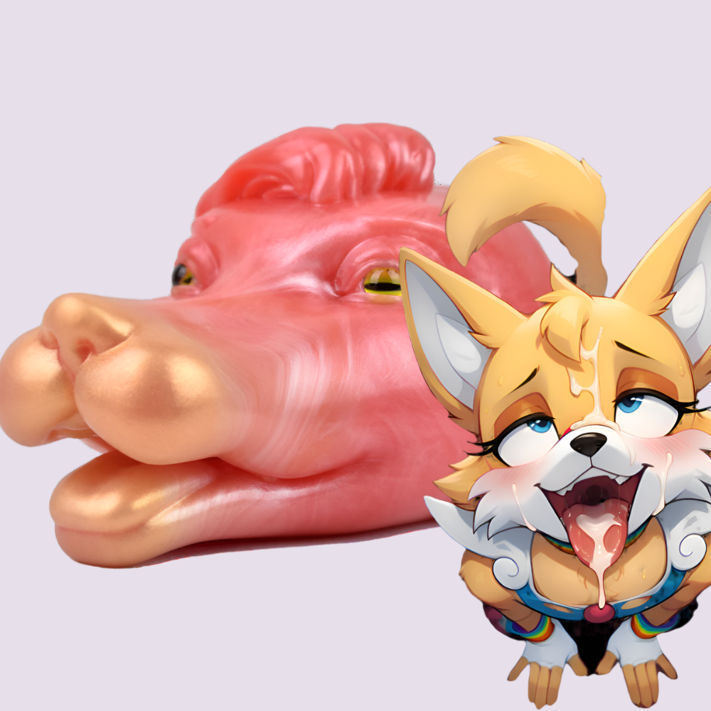 Furry Fleshlight Fantasy Face Masturbator Animal Stroker Feral inspired by a fox head design, ideal for yiff, hentai, feral, and bestiality enthusiasts.