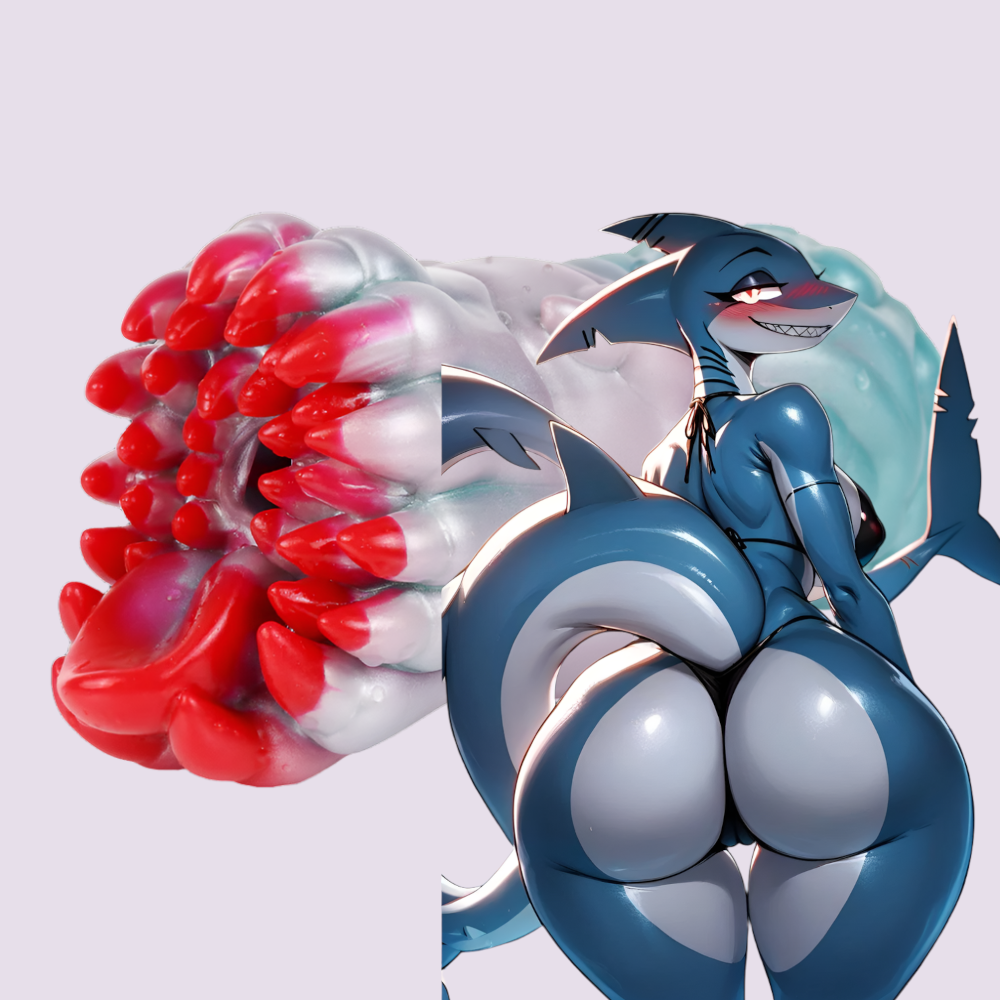 Furry Fleshlight Fantasy Masturbator Animal Stroker Feral inspired by a fierce shark goddess design with realistic textures, perfect for yiff, hentai, feral, and bestiality enthusiasts