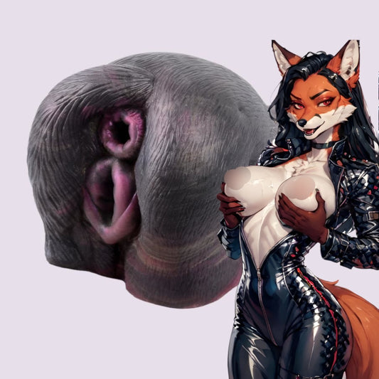 Furry fantasy masturbator Kyana the Rebel Fox, featuring two textured entries for an immersive and intense silicone pleasure experience.