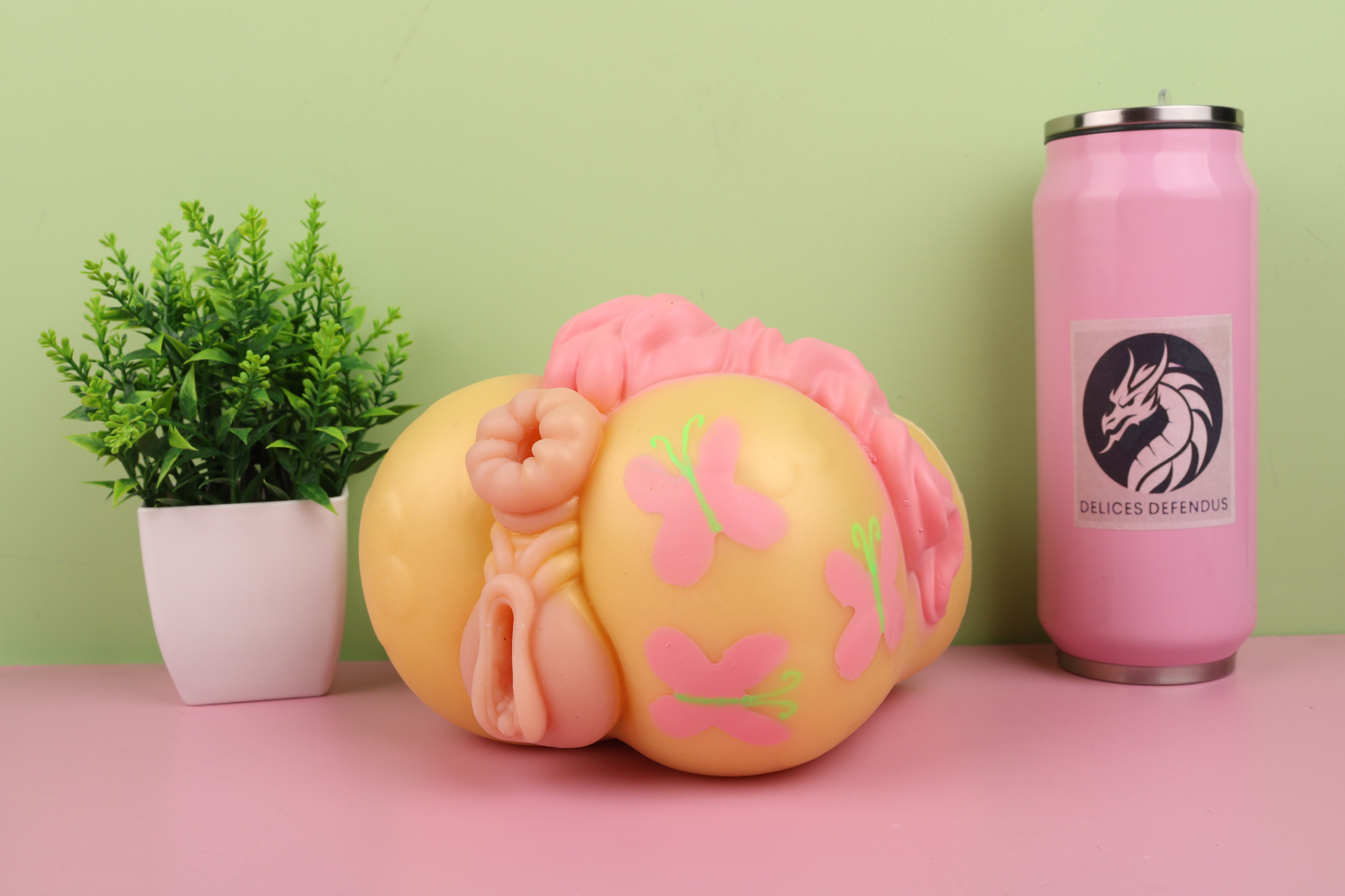 MLP adult fantasy inspired Fluttershy ponut furry pony toy with yellow body and pink details