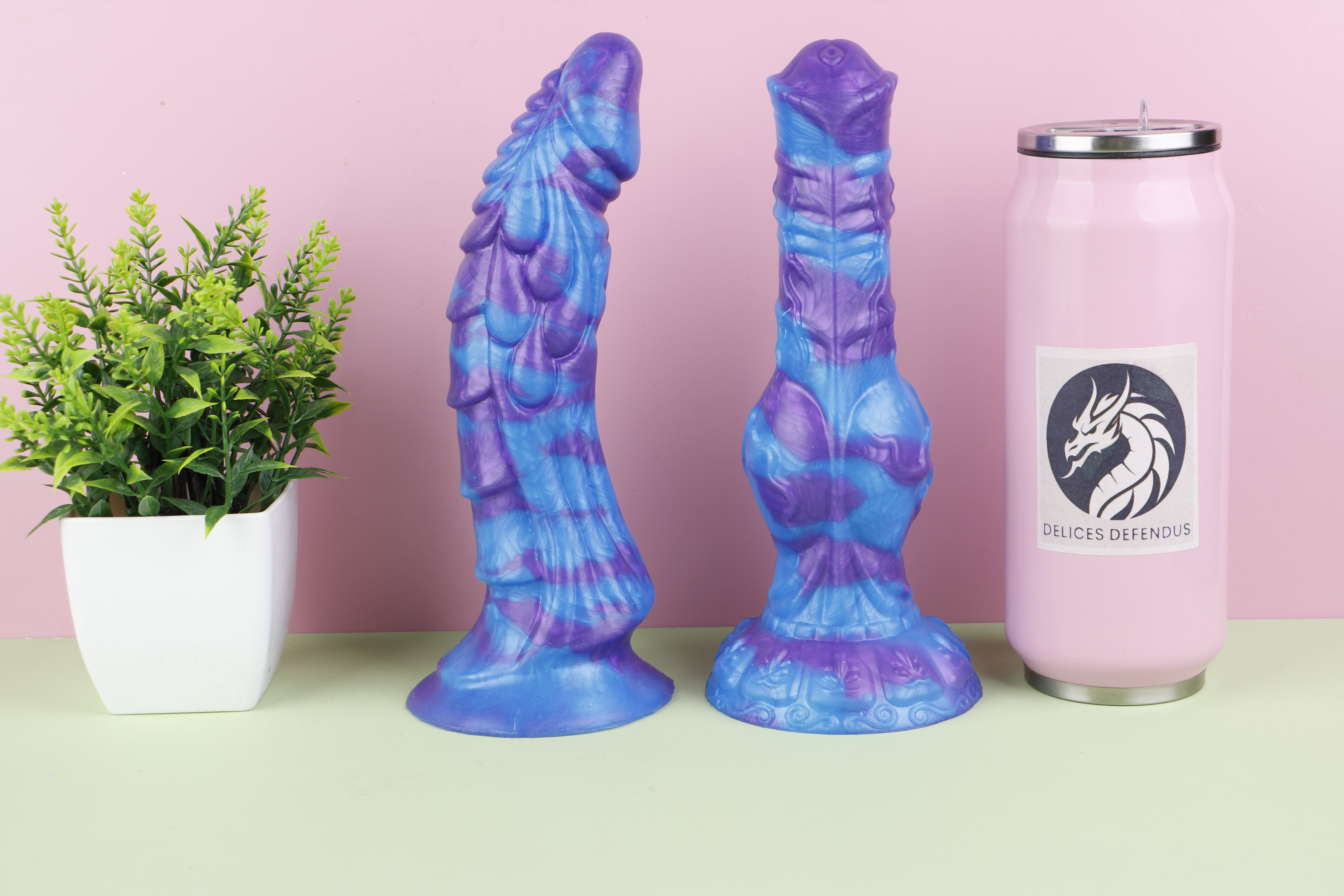 Mythical beast knot furry sex toy with intricate fantasy sculpting and platinum silicone construction.