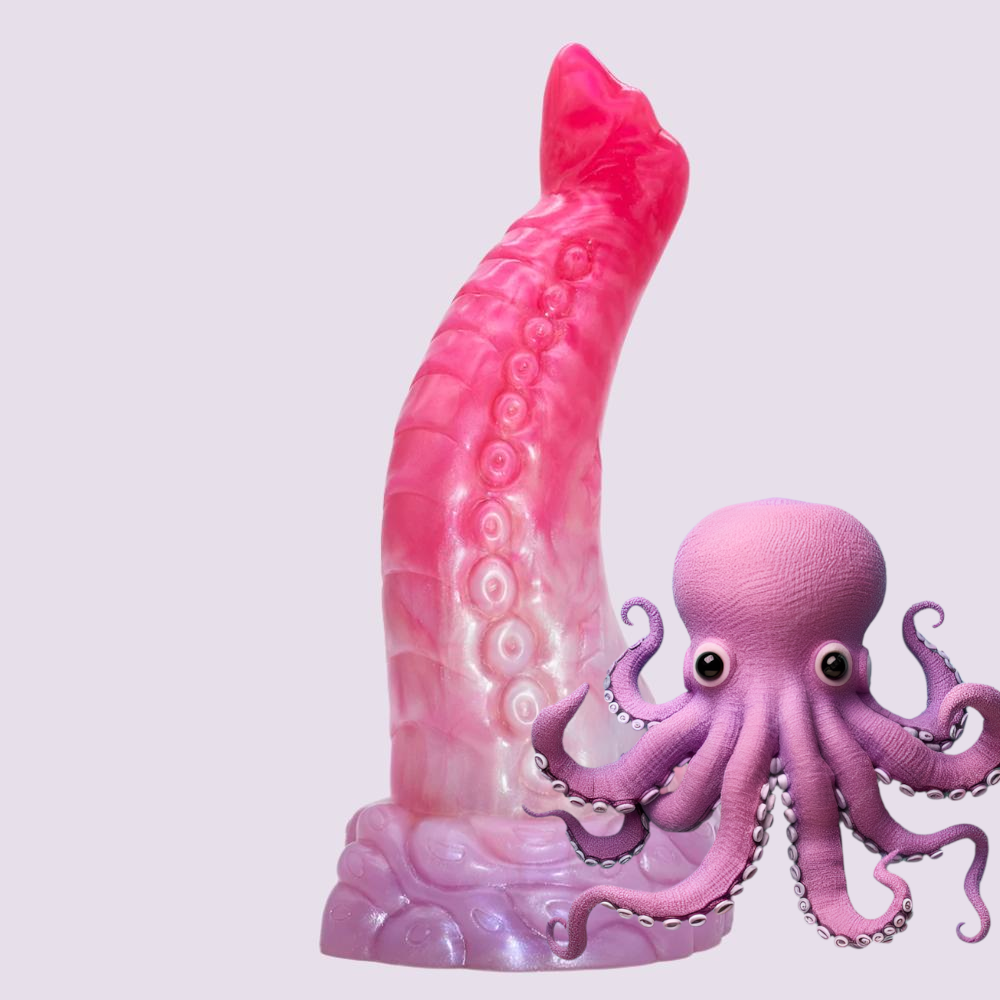 Pink Tentacle Dildo with octopus-inspired design and detailed texture, ideal for fans of fantasy, yiff, hentai, and marine-themed toys