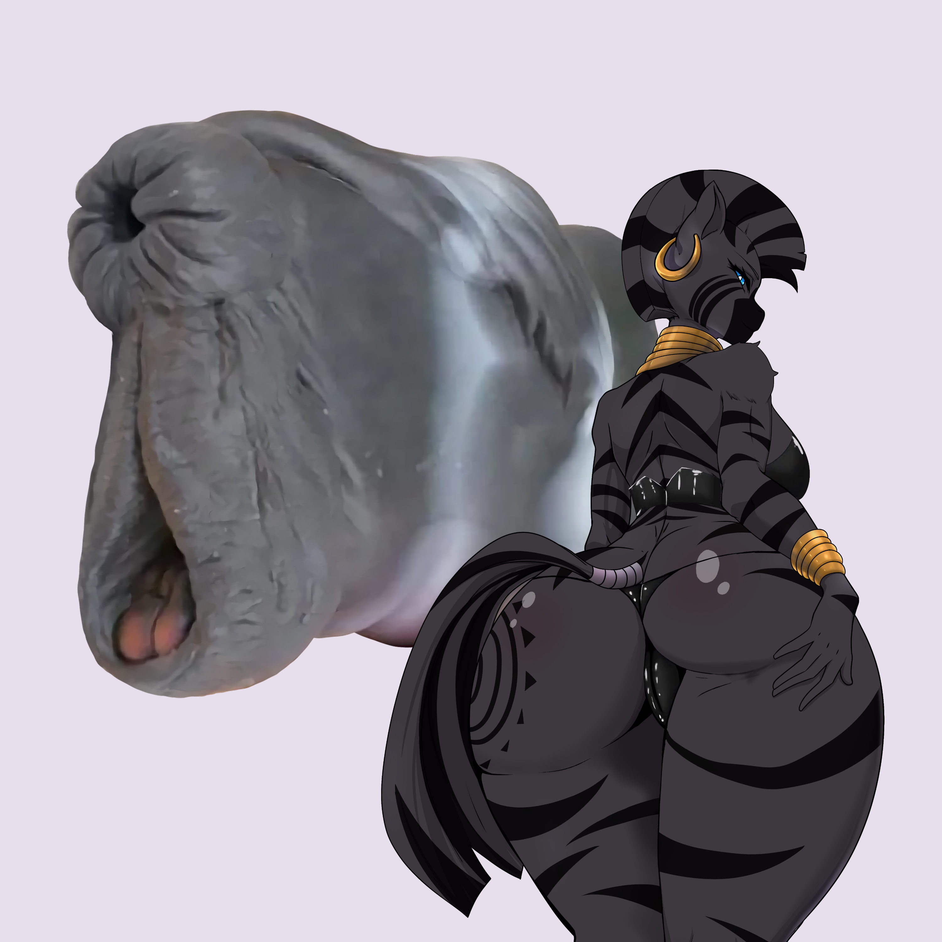 Furry zebra sextoy inspired by Zecora from MLP, with realistic anal ponut and textured tunnel – perfect for furry porn, furry fantasies and anthro black equine pleasure